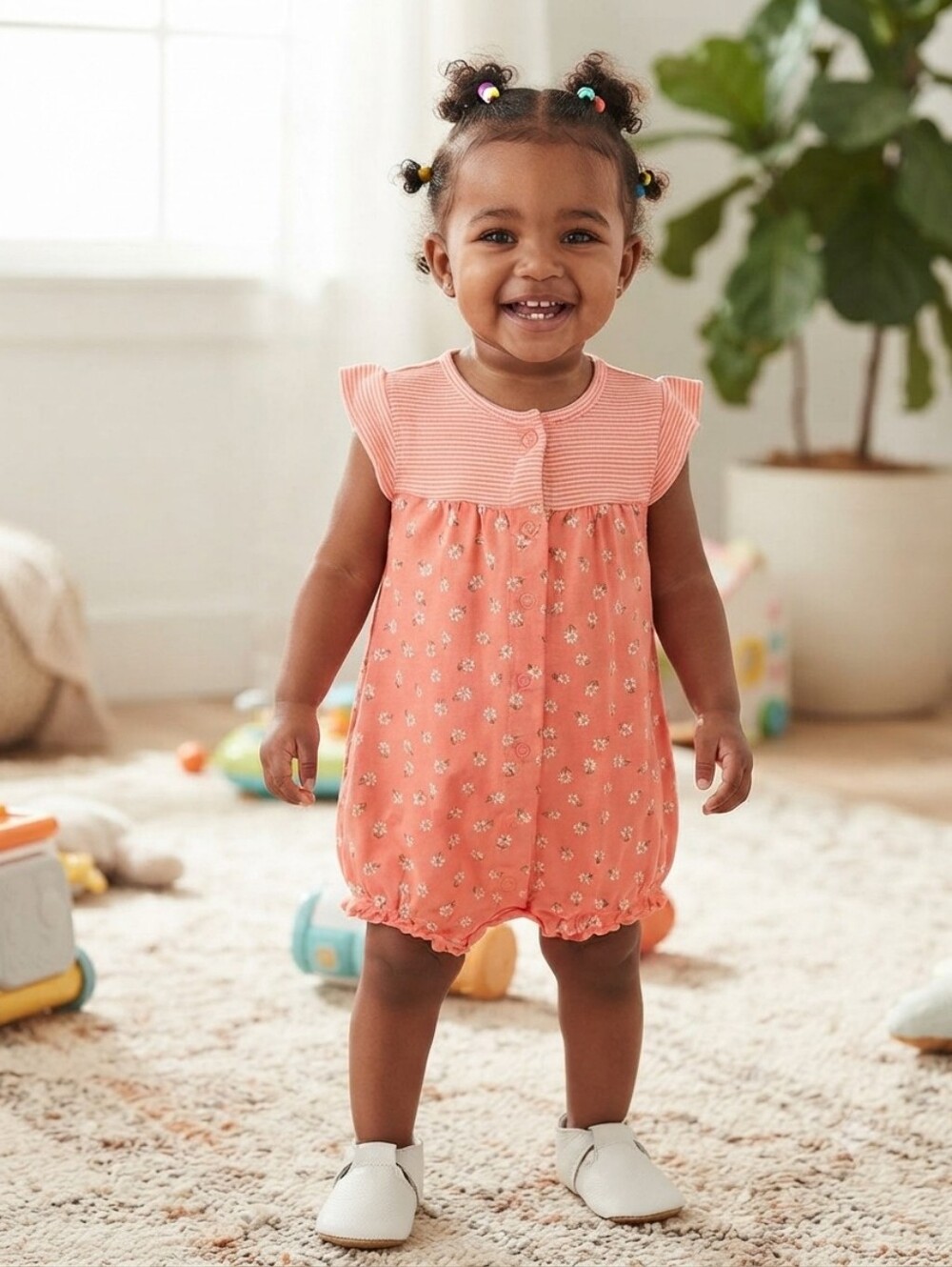 Carter's 18M Daisy-Print Flutter Sleeve Romper
